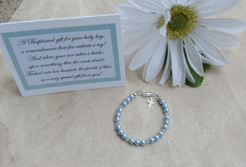 Boys Christening Gift, Boys Baptism Gift, Boys Bracelet, Gift for Baptism, Baptism Jewelry, Gift for Christening, Religious Jewelry image 1