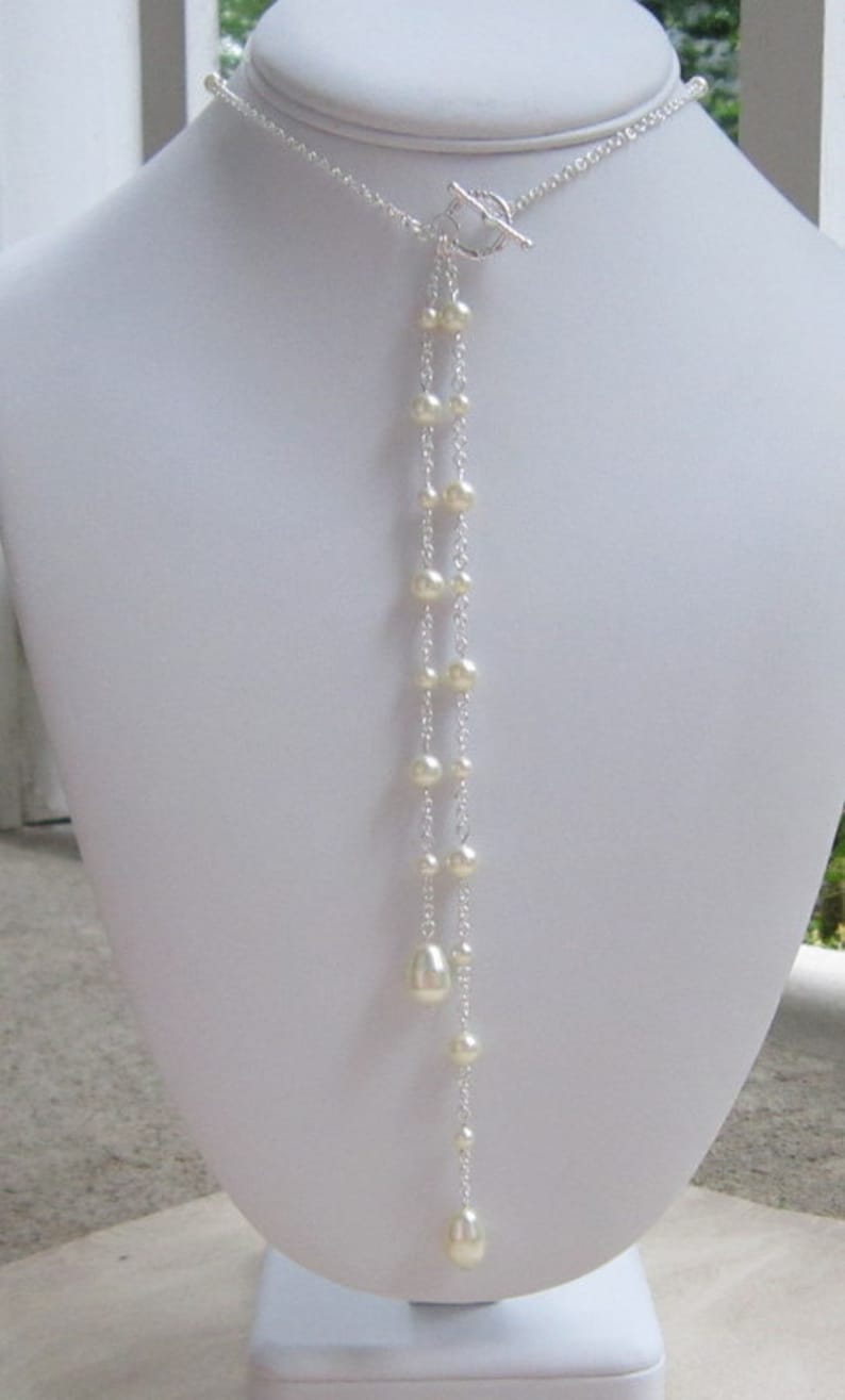 Backdrop Necklace Bridal Jewelry Pearl Back Drop Necklace Etsy