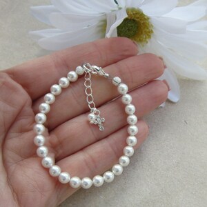 First Communion Bracelet, First Communion Jewelry, Religious Gift, Girls Pearl Bracelet, First Communion Gift, Confirmation Gift image 4