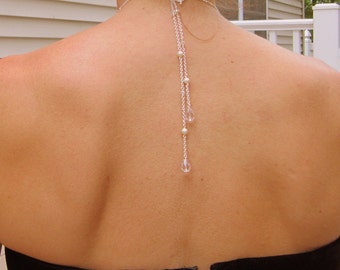 Backdrop Necklace Lariat Necklace Back Necklace Bridal Jewelry Back Drop Necklace Bridal Necklace Bridesmaids Jewelry Simple Elegance