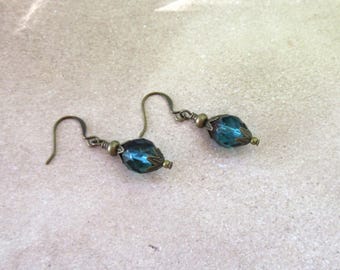 Peacock Blue Earrings Blue Jewelry Antiqued Jewelry Gifts for Her Vintage Looking Jewelry Peacock Jewelry Peacock Earrings Antique Earrings