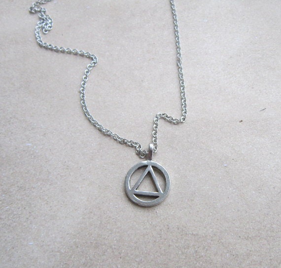 AA Necklace, 24 Box Chain, Pure Stainless Steel Sobriety Circle & Triangle  Jewelry for Men or Women Healing Alcoholics Anonymous Nb 