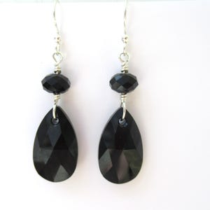 Long Black Earrings Black Teardrop Earrings Black Tear Drop earrings Black Crystal Earrings Black Pear Shape Earrings Black Dangle Earrings
