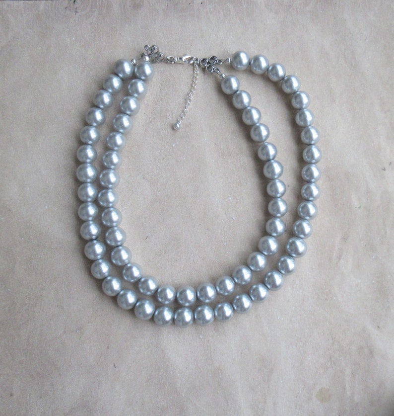 Chunky Silver Necklace Silver Pearl Jewelry Silver Pearl Etsy