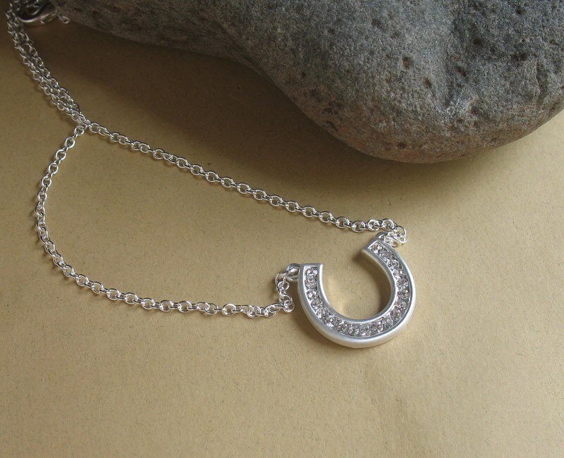 Horseshoe Necklace Rhinestone Necklace Lucky Gifts Gifts