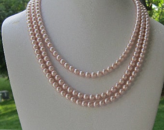 Blush pink pearl necklace, Pink pearl bridal necklace, light pink pearl wedding jewelry