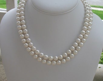 Two Strand Pearl Necklace, Pearl Bridal Jewelry, Pearl Bridal Necklace, Gift for Bridesmaids Gifts, Bridesmaids Jewelry, Wedding Jewelry