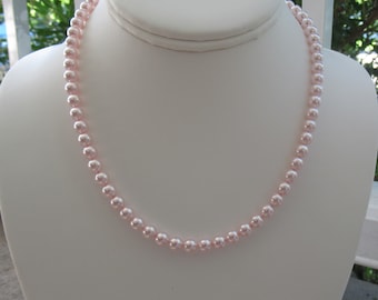 Blush Pink Pearl Necklace Set Bridal Necklace Pink Pearls Blush Pearl Jewelry