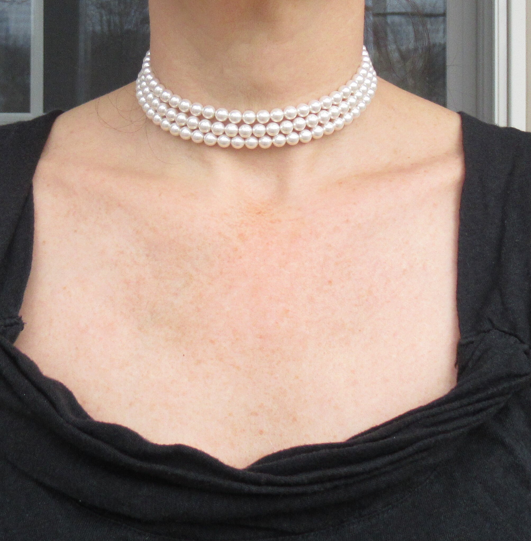 Luxury Geometric Elegant Three Layers Faux Pearl Choker - Temu