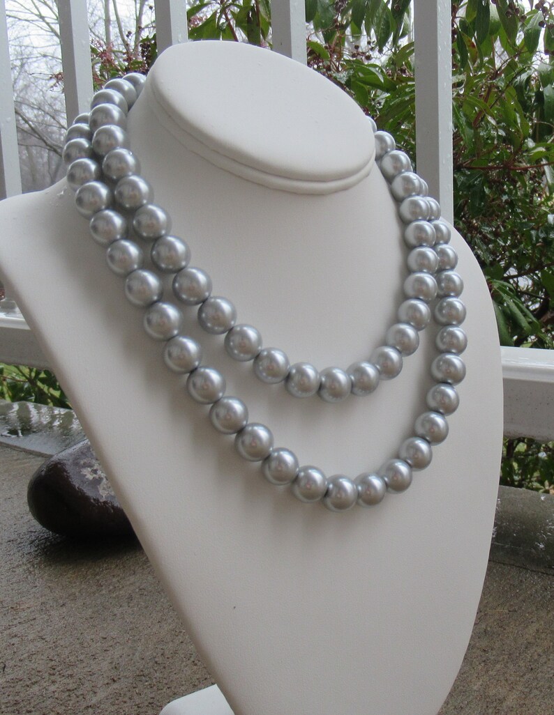 Chunky Silver Necklace Silver Pearl Jewelry Silver Pearl Etsy