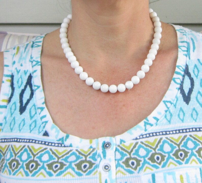 Chalk White Jewelry, White Necklace, Stark White Necklace, Opaque White Jewelry, Spring Jewelry, Summer Jewelry, Gifts for Her, Bright White image 4