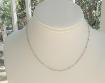 Dainty Chain Necklace Thin Silver Necklace with Beads Layering Neckalce Chain Choker Necklace Teen Jewelry Silver Chain Necklace