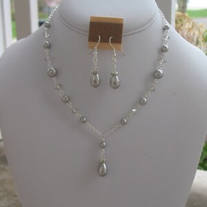 Silver pearl necklace set Clearance