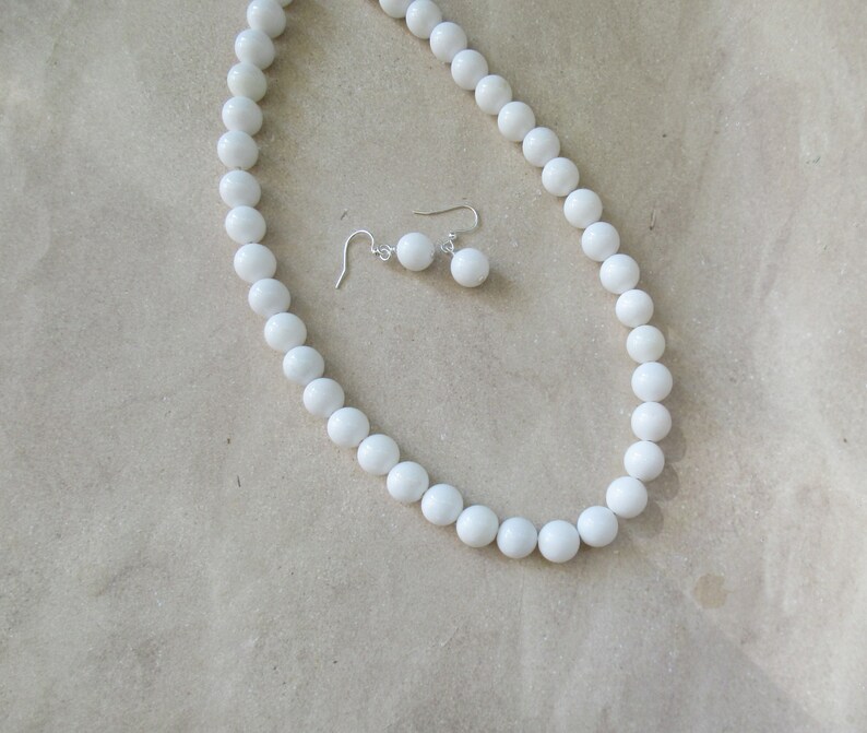 Chalk White Jewelry, White Necklace, Stark White Necklace, Opaque White Jewelry, Spring Jewelry, Summer Jewelry, Gifts for Her, Bright White image 6