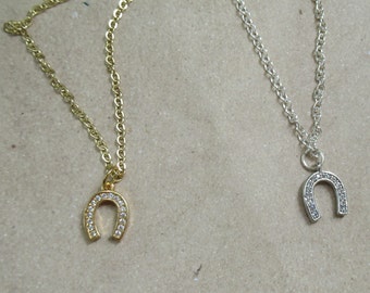 Horseshoe Necklace Rhinestone Horseshoe Necklace Layering Necklace Lucky Gifts for Horse lovers Horseshoe Jewelry Everyday Necklace