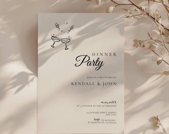 Dinner Party Invitation Template, Editable Cocktail Party Invite and Digital Invitation
