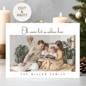 Printable Christian Christmas Picture Design | Religious Greeting Card Template | Editable Canva Holiday Card | Modern Xmas Instant Download