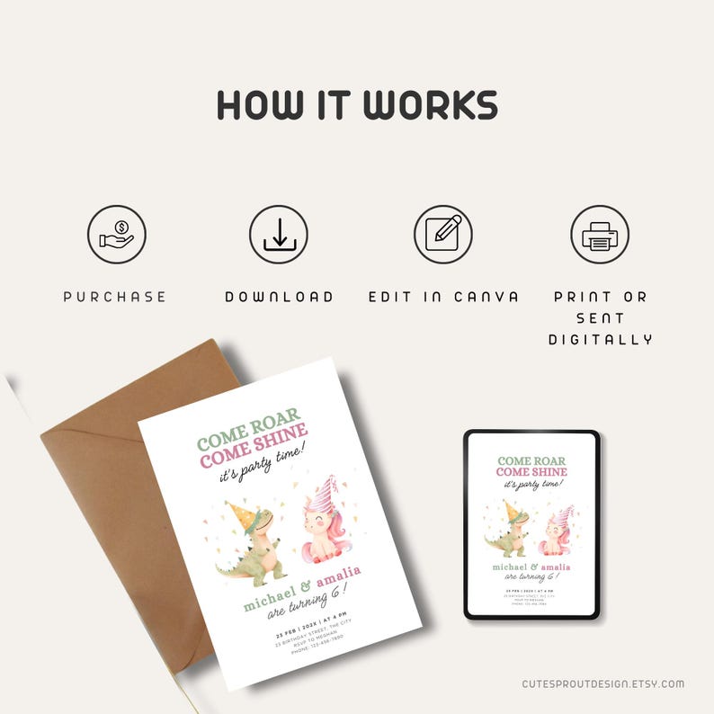 editable unicorn dinosaur twin birthday party invitation
sixth birthday invite twins
Dinosaur Invitation, Unicorn Birthday, Dinosaur And Unicorn,  Dino Unicorn Invite, Dinosaur Party, Unicorn Dragon, Dino Unicorn Party