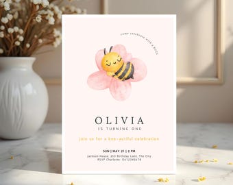 Bee First Birthday Invite Bee Invitation Our Little Honey First Birthday Invitation Bee Invite 1st Bee-day Birthday Invitation Cute Bee