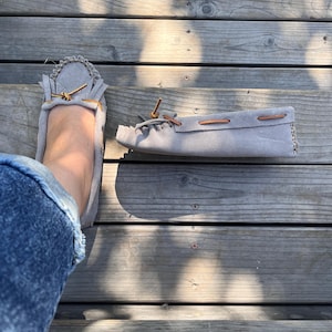 Moccasins, gray size 8