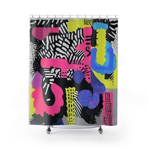 Abstract Geometric Shower Curtain, Modern Bathroom Decor, Colorful Art for Home, Unique Gift for Housewarming, Contemporary Design