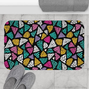 Abstract Geometric Memory Foam Bath Mat: Non-Slip Bathroom Decor
