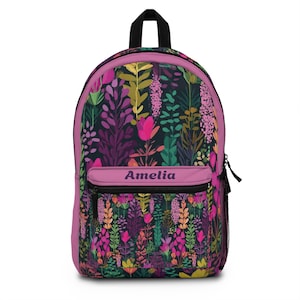 Floral Personalized Backpack for Kids, Custom School Bag for girls ,book bag ,Back to School, Birthday Gift, Travel backpack, rucksack