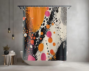Rideau de douche abstrait : décoration artistique colorée pour salle de bain moderne