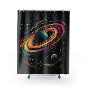 Galactic Shower Curtain, Cosmic Bathroom Decor, Space-Themed Curtain, Unique Gift for Astronomy Lovers, Galaxy Home Accessories, Celestial