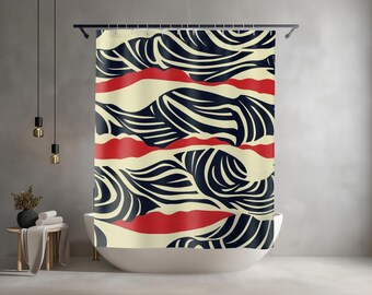 Rideaux de douche abstraits : décoration de salle de bain colorée unique, accessoires de bain modernes