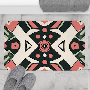 Memory Foam Bath Mat: Modern Geometric Bathroom Decor, Anti-Slip