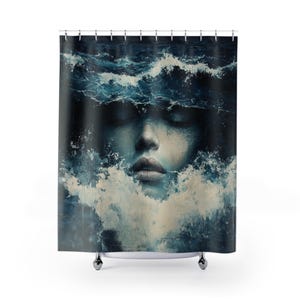 Tenda da doccia con motivo &quot;Ocean Waves Art&quot;: decorazione per il bagno con tema &quot;Meditazione Zen&quot;