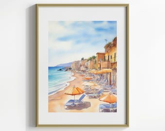 Mittelmeer | Italien Fotografie | Italien Strand Print | Cinque Terre Druck | Küstendruck | Wandkunst | Ölgemälde Druck
