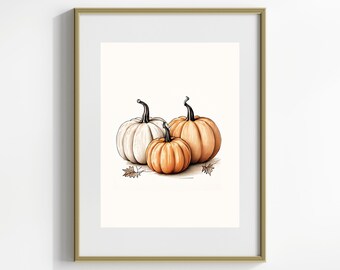 Kürbis Druck | Herbst Bauernhaus Dekor | Herbst Druck | Herbst Wand Kunst | Erntedank Dekor | Wall Art Neutral | Herbst druckbare Kunst