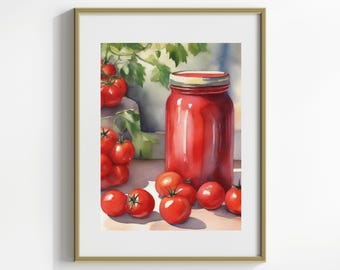 Tomate Druck | Essen & Obst Kunst | Kunstdruck Italienische Küche | Druck | Italienische Food-Kunst | Digitaler Download | Gemüse Kunstdruck