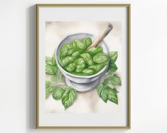 Italienischer Pesto Druck | Küche Poster | Küche Dekor | Rezept-Kunst | Italien Liebhaber Geschenk