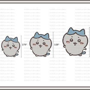 Chiikawa Hachiware Embroidery Design, Chiikawa Embroidery Machine File, Cute Embroidery, Digital Embroidery Patterns, ちいかわ, ハチワレ