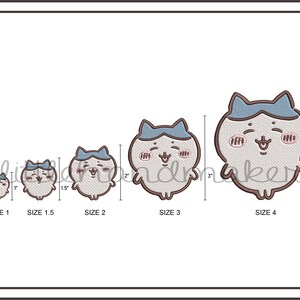 Chiikawa Hachiware Embroidery Design, Chiikawa Embroidery Machine File, Cute Embroidery, Digital Embroidery Patterns, ちいかわ, ハチワレ