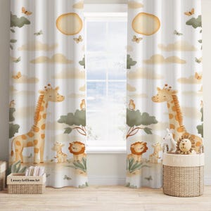 Safari Animals Baby Boy Room Ultra Soft Curtains Nursery Curtains Window Curtains