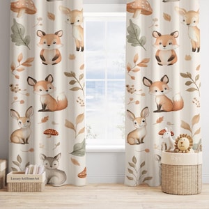 Woodland Animals Baby Boy Room Curtain Nursery Curtains Window Curtains