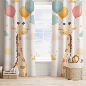 Giraffe and Balloons Nursery Curtains: Ultra Soft Baby Boy Room Decor