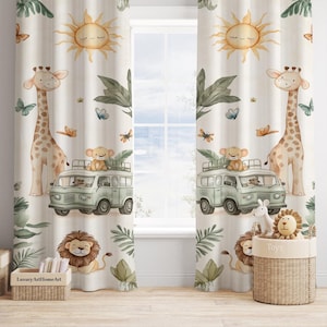 Baby Safari Animals Baby Boy Room Curtain Nursery Curtains Window Curtains
