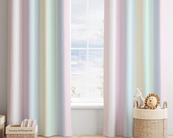 Pastel Striped Baby Girl Room Curtain Nursery Curtains Window Curtains
