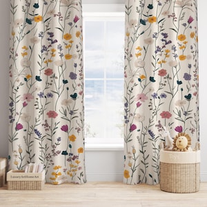 Wildflowers Baby Girl Room Curtain Nursery Curtains Window Curtains Washable Curtains Kids Room Curtains
