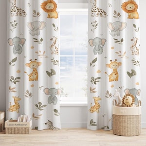 Baby Safari Animals Baby Boy Room Curtain Nursery Curtains Window Curtains