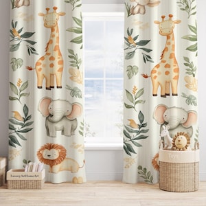 Safari Animals Baby Boy Room Curtain Nursery Curtains Window Curtains