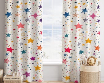 Colorful Stars Gender Neutral Baby Room Curtain Nursery Curtains Window Curtains