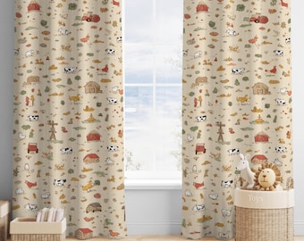 Farm Animals Kids Room Curtain Nursery Curtains Window Curtains