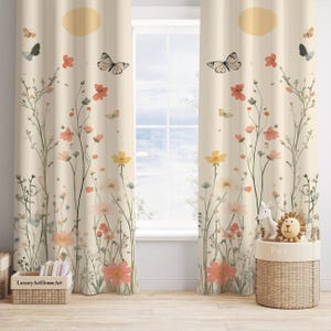Watercolor Pastel Florals Baby Girl Room Ultra Soft Curtain Nursery Curtains Window Curtains