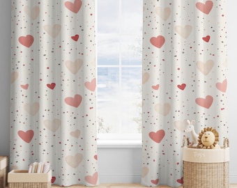 Watercolor Hearts Nursery Curtains: Boho Baby Girl Room Decor